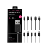 Cable USB a USB C de 5 Núcleos, 5 Unidades, Carga Rápida de 65W con Transferencia de Datos, Cables Tipo C Negros Duraderos