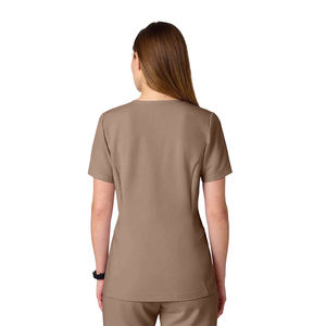 GLOWING NEON INDUSTRY Women V-Neck Scrub <b>Top</b> Set Logo Rayon Hospital Uniforms Blouse Short Sleeve Doctor Seamless Fusing Needle - Product Image 2