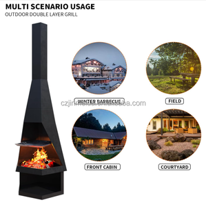 Mode brasero extérieur Chiminea cheminée foyers à <span class=keywords><strong>bois</strong></span> barbecue gril pour jardin Patio - Product Image 4