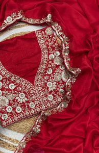 Indian Boutique Heavy Soft Rangoli Silk Heavy Embroidery Sequence Work <b>Red</b> <b>Saree</b> Women Traditional Wear Wedding Party - Product Image 5