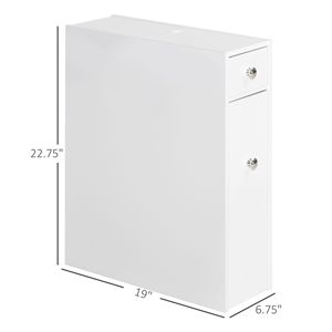 Cassettiera sottile bianca in legno per bagno piccolo, organizer WC con cassetti - Product Image 3