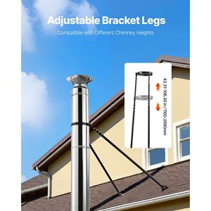 Staffa Estensibile da 6 Pollici per Camino, Fornello e Tubo Fumario - Supporti di Montaggio Regolabili in Acciaio con Gambe Stabili - Product Image 3