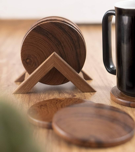 Sous-verres carrés en bois épais avec support – Accessoires de cuisine de qualité supérieure - Product Image 6