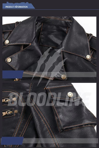 Men's Black PU <b>Leather</b> Moto <b>Jacket</b> Turn-down Collar Zipper Closure Slim Fit Autumn <b>Winter</b> Wear - Product Image 6