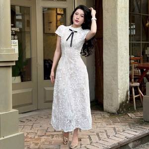 Vestido Mini Bodycon de Encaje Blanco Natural con Detalle de Lazo para Mujer, Estilo OEM, Ideal para Fiestas - Product Image 6