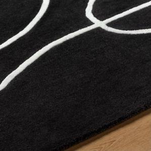 Tapis d'intérieur Flooria noir en laine tuftée à la main, couleur unie, avec envers en latex écologique pour la décoration du salon - Product Image 2