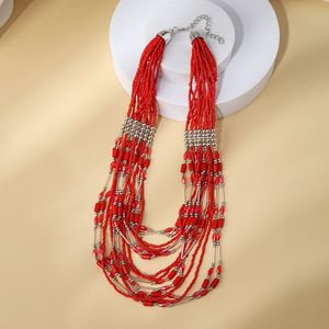 Elegant Glass Seed Beads Necklace <b>Set</b> Handmade Fashion Accessories for Women Traditional Wedding Party Collection - Product Image 5