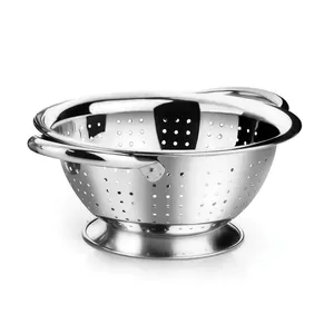 Passoire en acier inoxydable robuste, passoire de cuisine professionnelle pour rincer les pâtes, les légumes, les fruits et préparer les aliments - Product Image 2