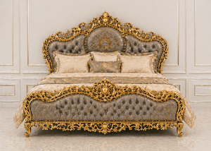 Imperial Style Black <b>Gold</b> Theme Bedroom Suite Durable Bed With <b>Side</b> <b>Tables</b> Hot Selling Bedroom Furniture With Matching Almirah - Product Image 2