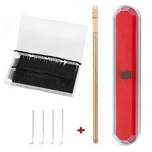 Juego de Porta Agujas de Latón Dorado para Ventilación, 4 Tamaños, Agujas de Micro Gancho, Clips de Acero para Peinar, Caja, Herramientas Profesionales para la Elaboración de Pelucas - Product Image 1
