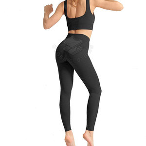 Conjunto de Yoga Premium Sólido: Sujetador Deportivo y Leggings de Cintura Media, 2 Piezas, Transpirable, para Fitness, Entrenamiento, Gimnasio y Ropa Deportiva Activa - Product Image 3