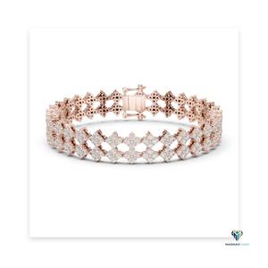 5.12 CT Rose <b>Gold</b> Round Lab Grown Diamond Bracelet in 18K <b>Solid</b> <b>Gold</b>, Geometric Cluster Link Statement Bracelet - Product Image 6
