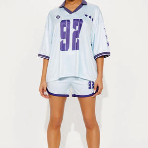Ensemble de maillots de football américain respirants en gros pour femmes, tenue de rugby, sublimation personnalisée, haut de sport vintage, marque privée OEM - Product Image 4