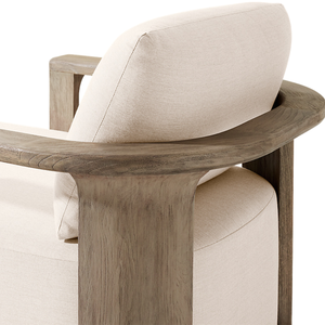 Tumbona de Madera de Teca Minimalista Japonesa para Exteriores, con Reposabrazos Curvos Esculturales, Chaise Longue Moderna para Patio, Villa o Resort - Product Image 4