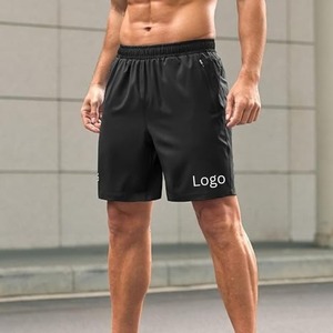 Shorts de sport noirs pour homme avec logo personnalisé, séchage rapide, cordon de serrage à la taille et poches latérales - Product Image 2