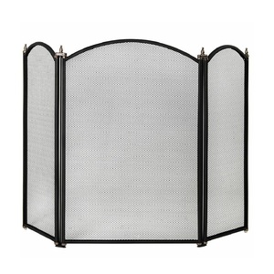 Mampara de Chimenea Moderna con Marco de Hierro Forjado y Soporte Metálico, Protector de Llama de Panel Único Pequeño y Plano - Product Image 1