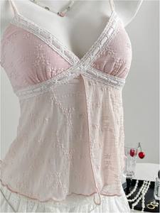 Débardeur Camisole Femme Brodé Floral Transparent à Col V et Bretelles Fines – Léger et Tendance – Meilleure Vente - Product Image 2