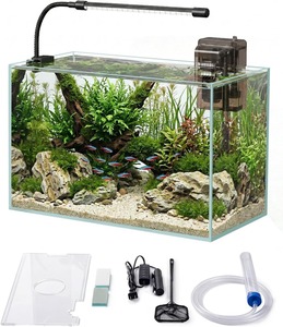 Glass Fish Tank Kit, 5 Gallon Betta Fish Tank <b>Aquarium</b> Starter Kit with Filter, Lights, <b>Lid</b>, for Betta, Goldfish, Small Fish - Product Image 5
