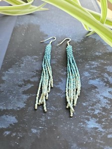 Bohemian Tassel <b>Drop</b> Earrings Women's Turquoise Beaded Alloy Antique Bronze Plated Fashion Jewelry Party Style By UO INDIA - Product Image 3