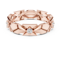 Bague en or rose avec diamant, design géométrique, taille brillant rond, bijoux de luxe pour femme, idéale pour les fiançailles