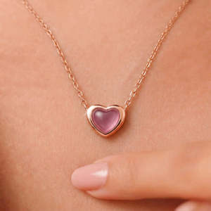 Collier pendentif en argent sterling 925 plaqué or rose avec cœur rose, floral, fait main pour femmes, cérémonies religieuses, Seaila Exports - Product Image 2