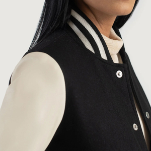 Chaqueta Varsity para Mujer de Color Sólido con Logotipo Personalizado, Diseño de Última Moda, Fabricada en Fábrica, Nueva Llegada, MOQ Bajo - Product Image 6
