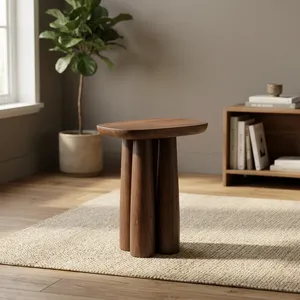 Mesa Auxiliar Moderna de Madera Maciza con Base Escultural de Tres Patas, Mesa Auxiliar Redonda Hecha a Mano para Sala de Estar o Dormitorio - Product Image 6