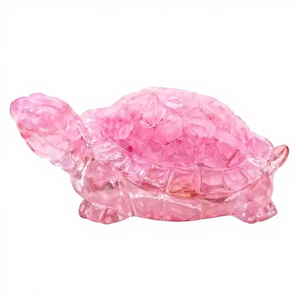 รูปปั้นเต่าควอตซ์สีชมพูแกะสลักจากคริสตัล ของตกแต่งบ้าน ของสะสม - Product Image 3