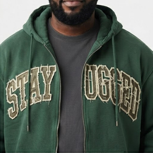 Sudadera con Capucha Bordada para Hombre, Corte Holgado, Informal, con Diseño de Letras en la Parte Delantera, Manga Regular, Algodón French Terry - Product Image 4