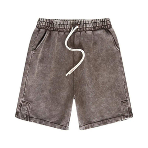 Shorts Bermuda en coton uni pour homme avec cordon de serrage à la taille et poches, style décontracté, tissu respirant, design taille mi-haute - Product Image 6