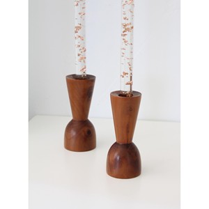 Teak Wood Candle Holder with Brass Legs | Handcrafted <b>Wooden</b> <b>Candlestick</b> Wholesale - Product Image 5