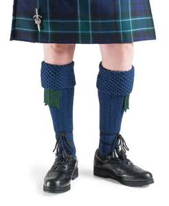 Chaussettes de pipaïre Eoin Winston Sports Kilt, bleu marine, tricotées, hauteur genou, avec bordure plissée et rubans bleu sarcelle, style européen et américain - Product Image 4