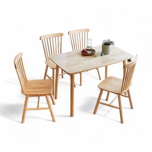 Juego de Comedor de Estilo Moderno para Restaurante, 4 Sillas con Estructura de Madera de Teca, Material Resistente para un Juego de Restaurante de Madera Duradero - Product Image 2