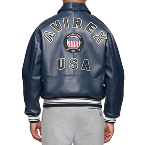 แจ็คเก็ตหนัง Avirex สไตล์สุดเท่สำหรับผู้ชาย ฤดูหนาว สีพื้น ปิดซิป เป็นมิตรกับสิ่งแวดล้อม กันน้ำ คุณภาพพรีเมียม MOQ ต่ำ - Product Image 5