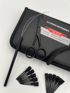 Professional Weft Hair Extension Tools with Matching <b>Kit</b> Black Matte Color Two Holes Plier Sewing Needles Hair Sectioning Clips - Product Image 4