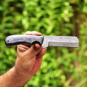 Cuchillo de Acero de Damasco UA Supplies con Patrón de Gota de Lluvia, Espiga Recta, para Exteriores, Estilo Western, Mango Ergonómico de Madera Negra, para Camping y Caza - Product Image 4