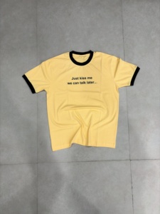 Wholesale <b>Y2K</b> Style Crop Top Ringer Tee Custom Printed Soft Cotton Contrast O Neck Short Sleeve Baby T <b>Shirt</b> Custom - Product Image 3