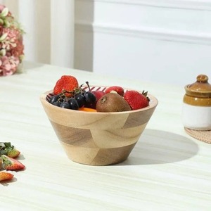 Tazón de Madera Natural Hecho a Mano con Interior Rayado, Ecológico y Duradero, Diseño Contemporáneo para Servir Fruta, Decoración del Hogar - Product Image 3