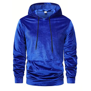 เสื้อฮู้ดกำมะหยี่ผู้ชายคุณภาพดี สีน้ำเงิน แขนยาว ไซส์ใหญ่ สไตล์สตรีทแวร์ สำหรับผู้ใหญ่ - Product Image 1