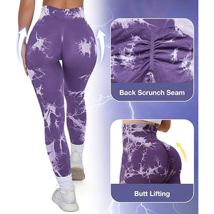 Leggings de Yoga de Cintura Alta para Mujer, Teñidos con Técnica Tie Dye, Largos, Elásticos, Tejidos, Ropa Deportiva, Pantalones Activos - Product Image 2