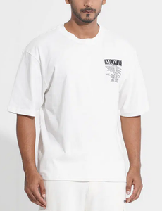 Heavyweight 240 GSM Breathable Knitted Fabrics 100% Cotton OEM Custom Logo Oversized Drop Shoulder Boxy Fit T-Shirt for Men - Product Image 3