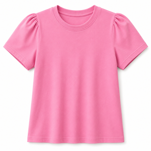 Women's <b>Pink</b> Crew Neck T-Shirt Regular Sleeve Solid Color Vintage Casual Wear Breathable Eco-Friendly Knitted Cotton Summer Slim - Product Image 1