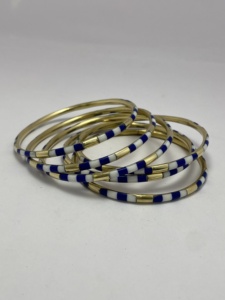 Custom Made Trendy Brass Cuff Bangles with Resin Inlay and Embedded Colored Stones Gold Plated Unisex Jewelry - Product Image 6