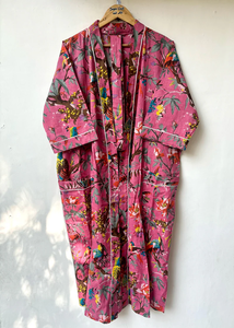 Bata Kimono con Estampado de Dibujos Animados para Mujer, de Algodón Suave, Camisón de Verano Hecho a Mano, ODM, Cuello en V, Cintura Elástica, Largo hasta la Rodilla - Product Image 2