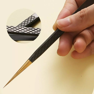 Ensemble de pinces à cils noires et pinces individuelles - Acier inoxydable, longueur 12 mm, pointe lisse, prise en main parfaite et durable - Product Image 4