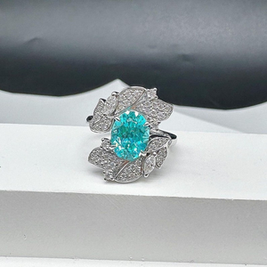 Anillo de Diamantes Solitario de Corte Ovalado en Aguamarina Azul Elegante, Plata de Ley, Anillo de Bodas, Joyería para Eventos Especiales, Regalo para Ella - Product Image 1