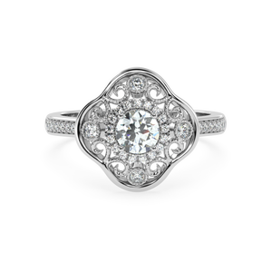 0,53 quilates H Color VS1 Claridad Anillo de diamante natural Joyería fina con elegante Diamante tachonado - Product Image 1