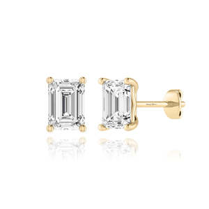 2.00 CTW Emerald Cut Lab Grown Diamond Stud <b>Earrings</b> IGI Certified 14K Solid Gold Classic Solitaire Screw <b>Back</b> for Women - Product Image 2