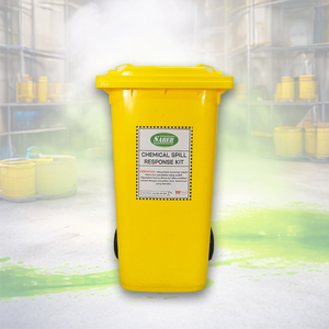 Industrial Chemical Spill Kit with Wheelie Bin Large Capacity Hazardous Liquid Leak Response and Absorbent Clean - Product Image 2