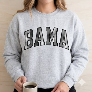 Sudadera Bama con Estampado de Letras, Cuello Redondo, Unisex, Corte Regular, Gris, Informal, Suéter de Algodón Tejido para Otoño - Product Image 1